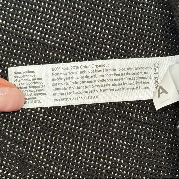 Eileen Fisher Silk Organic Cotton Open Front Striated Cardigan Grey Black Size S - Picture 8 of 8